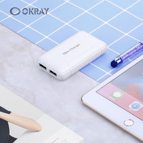 Flat USB Wall Charger, OKRAY Extra-Slim&Foldable 2 USB-A Port Charger Block in Kuwait