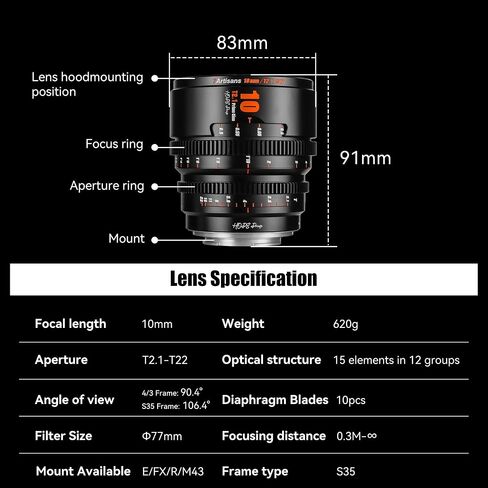 7 MASTISANS 10 مم/16 مم/25 مم T2.1 سلسلة HOPE Professional Cine Lens S35 مجموعة إطار متوافقة مع Macro 4/3 Mount ، MFT Mount/Lumix GH5LL/LUMIX GH5S/Z CAM/LUMIX GH6/BMPCC4K/DC-BGH1 (أسود) in Saudi Arabia