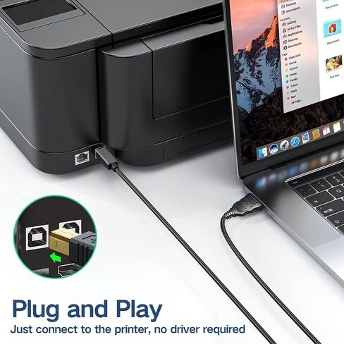 wawpi USB 2.0 Cable - A-Male to B-Male -Printer/Scanner 10 Feet (3 Meters) in Kuwait