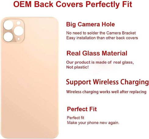 بديل الزجاج الخلفي الخلفي من OEM لهاتف iPhone 14 Pro 6.1 بوصة مع مجموعة أدوات إصلاح ولاصق مثبت مسبقًا (أسود فضائي) in Kuwait