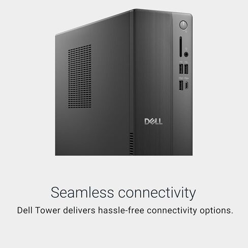 كمبيوتر مكتبي Dell Slim DS1265 AMD - معالج AMD Ryzen™ 5 150، وAMD Radeon™ 660M، وذاكرة DDR5 16 جيجابايت بسرعة 4800MT/s، و512 جيجابايت M.2 SSD، ولوحة مفاتيح وماوس سلكيين من Dell، ونظام التشغيل Windows Home 11، والخدمة الأساسية في الموقع. in Kuwait