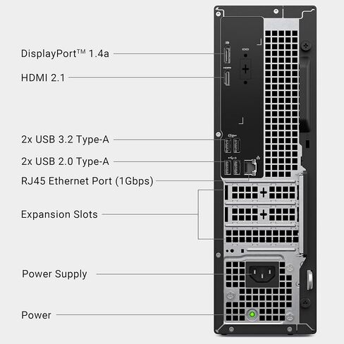 Dell Slim Desktop, AMD Ryzen 5 150, 16GB RAM, 512GB SSD, Windows 11 Home | AMD Radeon 660M, Wi-Fi 6, Bluetooth, Dell Wired Keyboard, McAfee+ Premium 30-day trial, Mail In Service 15-Month Warranty in Saudi Arabia