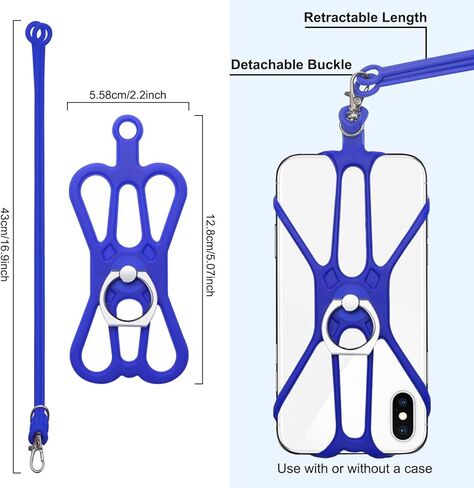 kinizuxi 2 حزم الهاتف الخليوي الحبل crossbody مع حزام الرقبة قابل للتعديل وقبضة حلقة الهاتف، الحبل الذكي العالمي لأحبال iPhone حول الرقبة متوافقة مع معظم الهواتف الذكية in Kuwait