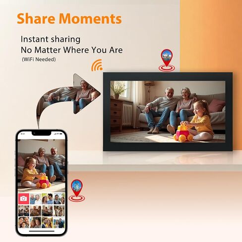 Frameo 10.1 بوصة صورة رقمية إطار WIFI قم بتوصيل إطار الصور الرقمي الشاشة اللمس ، ذاكرة 16 جيجابايت ، دوار تلقائي ، شارك الصور/مقاطع الفيديو على الفور عبر تطبيق Frameo من أي مكان in Saudi Arabia
