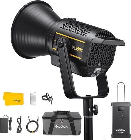 ضوء فيديو GODOX VL150 LED 150 وات 5600K Bowens Mount فيديو ضوء، CRI 96 TLCI 95 و0-100% خافتة، 6 مجموعات 16 قناة، جهاز راديو لاسلكي BD-04 Barn و4 مرشحات جل ملونة in Saudi Arabia