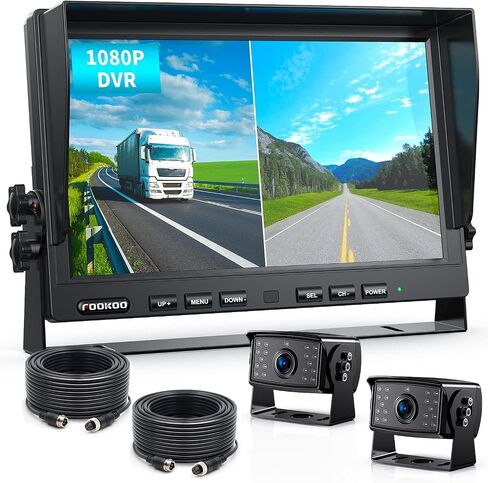 Fookoo HD 1080P Dual Wired Backup Camera: 10-inch Dual Split Screen Monitor in Kuwait