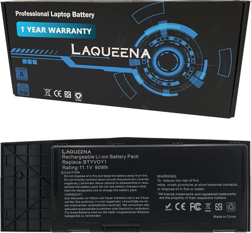 LAQUEENA BTYVOY1 Laptop Replacement Battery for Alienware M17x R3 R4 Series 7XC9N C0C5M 0C0C5M 318-0397 05WP5W 5WP5W 11.1V 90WH/8100MAH 9-Cell in Saudi Arabia