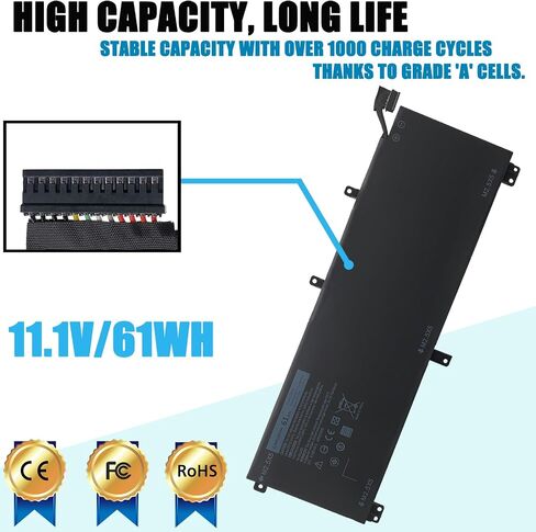 LAQUEENA BTYVOY1 Laptop Replacement Battery for Alienware M17x R3 R4 Series 7XC9N C0C5M 0C0C5M 318-0397 05WP5W 5WP5W 11.1V 90WH/8100MAH 9-Cell in Saudi Arabia