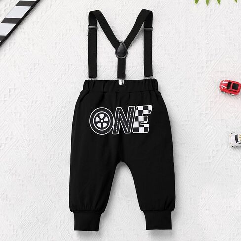 AWIBMK Race Car 1st Birthday Boy Cake Smash Outfit Driver Racer Theme Romper Suspender Shorts Hat Photo Shoot Outfits in Saudi Arabia