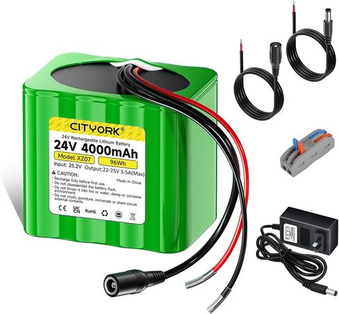 بطارية ليثيوم قابلة لإعادة الشحن 24V 4000MAH مع شاحن ، عارية العارية حزمة بطارية الأسلاك متوافقة مع جهاز 24V ، مشروع DIY ، سيارات ركوب ، ألعاب ، ألواح شمسية ، كاميرا الفيديو ، الشريط LED إلخ in Saudi Arabia