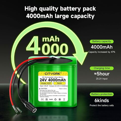 بطارية ليثيوم قابلة لإعادة الشحن 24V 4000MAH مع شاحن ، عارية العارية حزمة بطارية الأسلاك متوافقة مع جهاز 24V ، مشروع DIY ، سيارات ركوب ، ألعاب ، ألواح شمسية ، كاميرا الفيديو ، الشريط LED إلخ in Kuwait