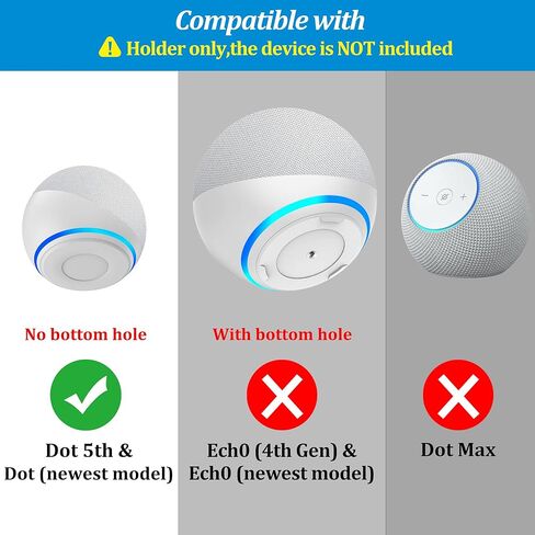 حامل حائط PlusAcc للجيل الخامس من Echo Dot - حامل حائط حامل لـ Echo Dot 5th Gen، ملحقات Alexa Dot 5 موفرة للمساحة، إدارة كابلات مدمجة (أسود-عبوة واحدة) in Kuwait