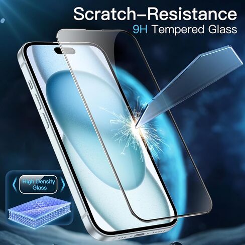 JETech Full Coverage Screen Protector for iPhone 14 6.1-Inch, Black Edge Tempered Glass Film with Easy Installation Tool, Case-Friendly, HD Clear, 3-Pack in Kuwait
