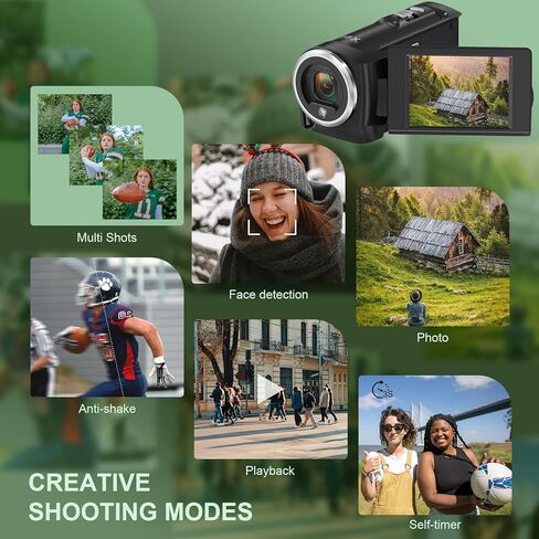 2.7K QHD Video Camera Camcorder 16X Digital Zoom Camcorders 50MP YouTube Vlogging Camera with Webcam 270 Degree Rotation Screen 32G SD Card and Recording While Charging in Saudi Arabia