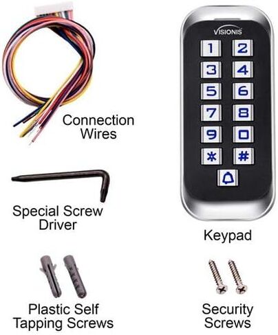 Visionis VIS-3005 التحكم في الوصول داخلي + خارجي مصنف IP68 لوحة مفاتيح معدنية مضادة للتخريب + قارئ مستقل مع وحدة تحكم صغيرة + Wiegand 26، تصميم نحيف، بدون برامج، بطاقات EM، 1000 مستخدم in Kuwait