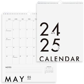 Horizontal Wall Calendar 2024-2025 | 18 Months Hanging Calendar (April 2024 to September 2025) Modern White Design with Beige Notes Section 11x13.5 Inches