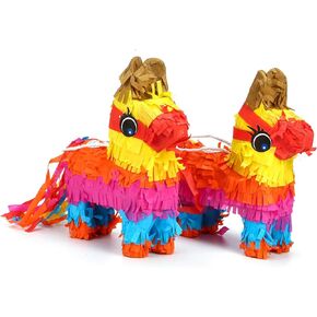 بيناتا لحفلات أعياد الميلاد - مجموعة مكونة من قطعتين من ديكورات الحفلات المكسيكية دونكي ميني بيناتا - لوازم حفلات العيد الملونة للأطفال - مثالية لحفلات أعياد الميلاد، وديكورات حفلات الخيول ذات الطابع الشخصي in Kuwait