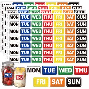 Week Date Sticker Colored Day of The Week Labels 1.25X0.75 inch MON-Sun Weekly Stickers for Food Journal Calendars School Office Supplies 735 Dates Planner Stickers