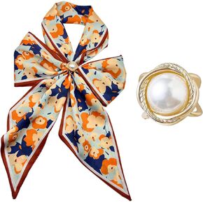 وشاح شعر طويل من Do-Dottii مقاس 59 بوصة للنساء، وشاح رأس من الساتان الحريري الأنيق للنساء، أوشحة رقبة حريرية خفيفة الوزن، إكسسوارات حقائب اليد - زهور متعددة الألوان in Kuwait