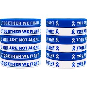 Ouideesain Cancer Awareness Rubber Bracelet Ribbon Silicone Wristband with Saying Together We Fight, You Are Not Alone. Gift for Patients, Family and Friends