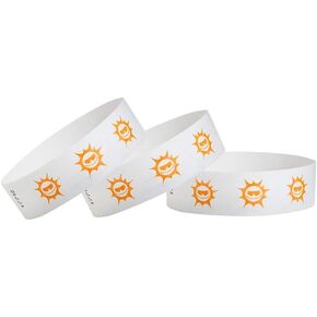WristCo Orange Suns Tyvek Wristbands for Events - 500 Count - Comfortable Tear Resistant Paper Bracelets ID Wrist Bands for Concerts Festivals Admission Party Identification Tours