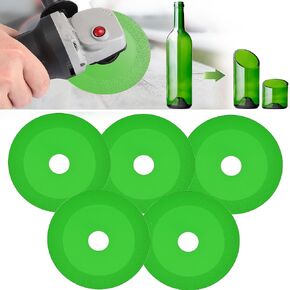 Mornajina 5Packs 4.5Inch Glass Cutting Disc 2.2 for Angle Grinder 7/8" (Model 115/125), Green Glass Ceramic Diamond Cutting Blade Disc Grinding of Glass, Jade, Crystal, Wine Bottles, Tile