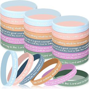 36 Pieces Christian Bible Bracelets Rubber Verse Bracelets Religious Silicone Bracelet Inspirational Silicone Wristbands Motivational Rubber Wristbands Bible Verses Wristbands for Kids Teens Adults