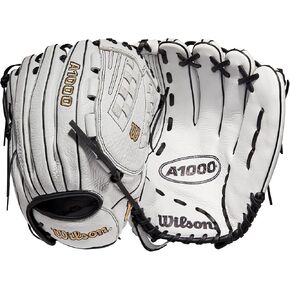 Wilson 2022 A1000 V125 12.5" Fastpitch Outfield Glove - Left Hand Throw, Black/White/ Metallic Gold in Saudi Arabia