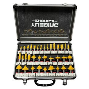 Yueqing Zhongji Router Bit Set of 40 Pieces Router bits 1/4 Inch Shank 40pcs Expert Router Bit Kit C3 Alloy Blade Router bits for Precision Carving and Versatile Applications
