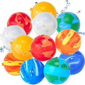Reusable Water Balloons for Kids-12 PCS Refillable Water Ball Quick Fill Splash Balls for Summer Beach Toys Outdoor Activities Pool Toy for Boys Girls Age 3 4 5 6 7 8+ for Party Yard Water Fight Game
