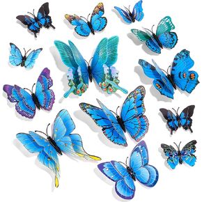 SAOROPEB 3D Butterfly Wall Decor, 24 Pcs Double Layer Butterfly Decorations for Party Decorations Locker Decor Refrigerator Decal, Reusable (Yellow)