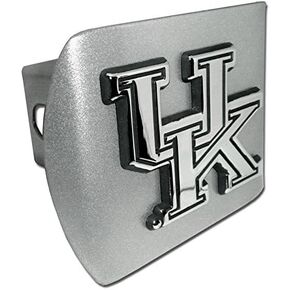 University of Kentucky Wildcats "Brushed Silver with Chrome UK Emblem" NCAA College Sports Metal Trailer Hitch Cover Fits 2 Inch Auto Car Truck Receiver