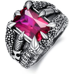 PYTALI Dragon Claw Ring for Men Sterling Silver Dragon Scale Vintage Gothic Punk Ring Jewelry
