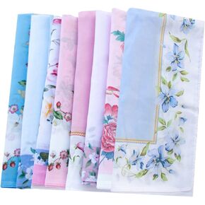 CoCoUSM Ladies Retro Style Vintage Floral Print Cotton Handkerchiefs Pack