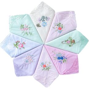 CoCoUSM Womens Handkerchiefs Lace Embroidered Cotton Handkerchiefs Bulk
