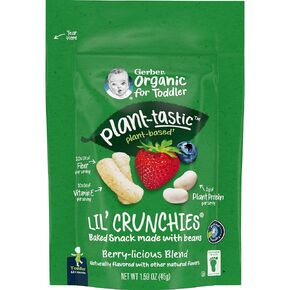 Gerber Toddler Food, Organic Lil Crunchies, Plant-tastic, Berry-licious Blend, Toddler Snacks, Baby Food, Baby Snacks, 1.59 Ounce (4-Pack) in Saudi Arabia