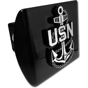 United State Navy Anchor emblem on black METAL Hitch Cover