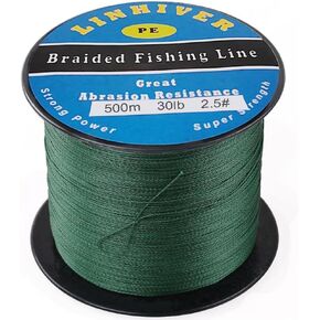 Braided Fishing Line, 4 Strands Super Strong PE Fishing Line 10LB/20LB/30LB/ 40LB for Saltwater and Freshwater, Abrasion Resistant, High Sensitivity and No Stretch Superline - DarkGreen(547Yds)