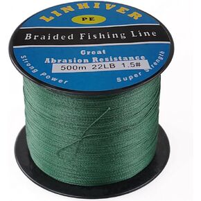 Braided Fishing Line, 4 Strands Super Strong PE Fishing Line 10LB/20LB/30LB/ 40LB for Saltwater and Freshwater, Abrasion Resistant, High Sensitivity and No Stretch Superline - DarkGreen(547Yds)
