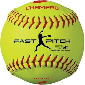 CHAMPRO 12" Fast Pitch Softball, Unaffiliated for Practice, Leather Cover