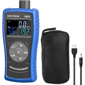 كاشف غاز الأمونيا، شاشة غاز الأمونيا القابلة لإعادة الشحن AP-5800G، شاشة NH3 0 ~ 100 جزء في المليون ودقة 0.1 جزء في المليون مع درجة الحرارة (درجة فهرنهايت/درجة مئوية)، الرطوبة للدواجن والمزرعة والمنزل in Kuwait