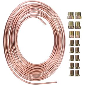 25 Ft. 3/16 In Copper Nickel Brake Line Tubing Kit with 16 Fittings Corrosion Resistance