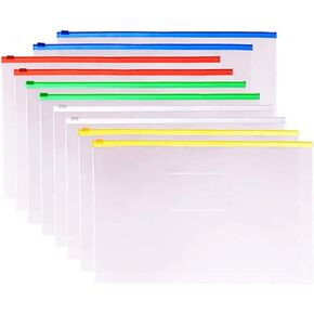 Kissmi 50 Pcs Poly Zip Envelope Document Pouches Zipper File Bag File Folder,A5 Size (5 Color) in Kuwait
