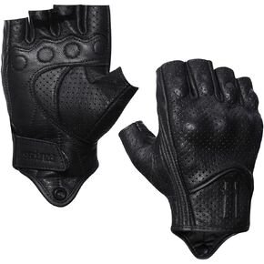 Harssidanzar Men's Motorcycle Gloves Leather Perforated Motorbike Riding Driving Gloves CM044US