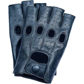 Riparo Fingerless Gloves Men, Leather Fingerless Gloves for Driving, Motorcycle, Riding, Cosplay and Cycling, Mens Gloves