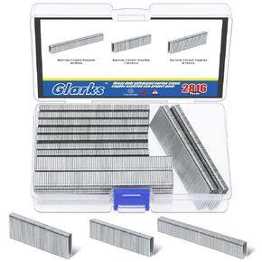 Glarks 2816Pcs 18 Gauge Narrow Crown Staples, 1/2", 3/4", 1" Galvanized Crown Narrow Staples Assortment Kit for Electric Stapler, Pneumatic, DIY Home Improvement (Silver)