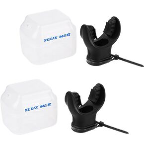 YEUX MER 2PCS Black Silicone Mouthpiece with Regulator Tie Fits Most Standard Regulators