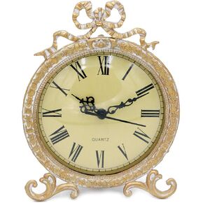 ساعة طاولة بيوتر كلاسيكية من فانلي مي مع فيونكة ذهبية عتيقة (غطاء زجاجي شبكي) in Kuwait