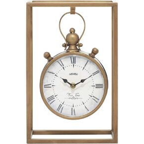 Deco 79 Metal Standing Stopwatch Clock, 9" x 4" x 13", Bronze