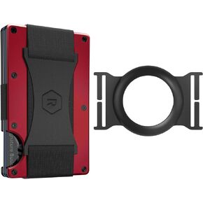 مجموعة Ridge EDC Bundle محفظة بحزام للنقود باللون الأحمر للرجال + مجموعة حافظة Airtag - محفظة آمنة وأنيقة ومحمية بتقنية RFID مع حامل بطاقة هوائية وحزام للنقود in Kuwait